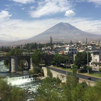 view of misti volcano in arequipa city