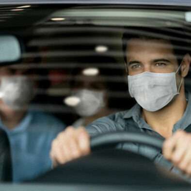 Vehicle driver wearing mask