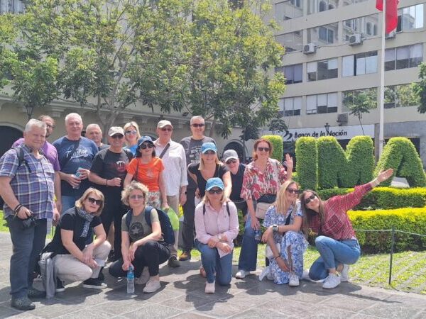 group of tourists in Lima downtown