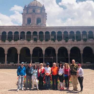 Tour group at Qorikancha in Cusco