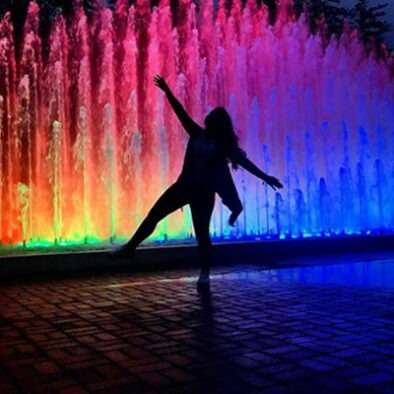 Girl Shadow at the fountain park