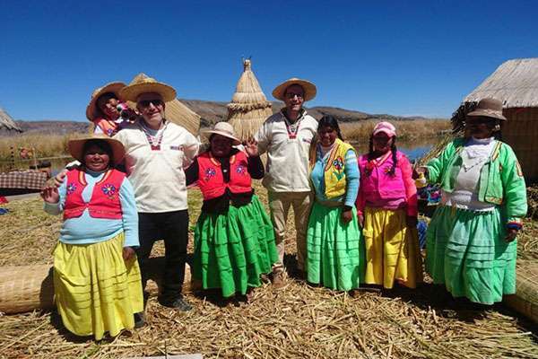 Travelers Visiting the Uros Islands